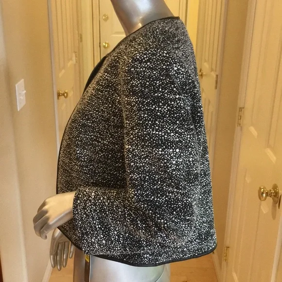 TAHARI ASLCollarless Jacket faux leather trim